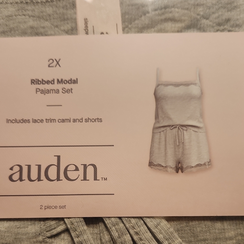 Auden Women's Light Gray Ribbed Pajama Set - Picture 2 of 3